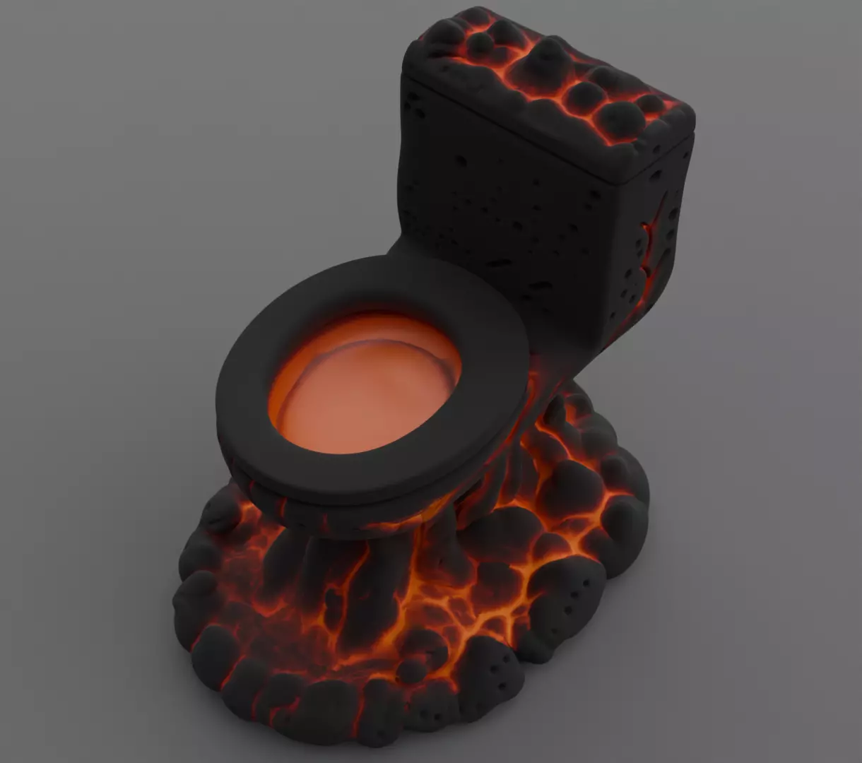 Lava Toilet Volcanic Throne figurine 3D model for 3D Print Model 3D print model_7