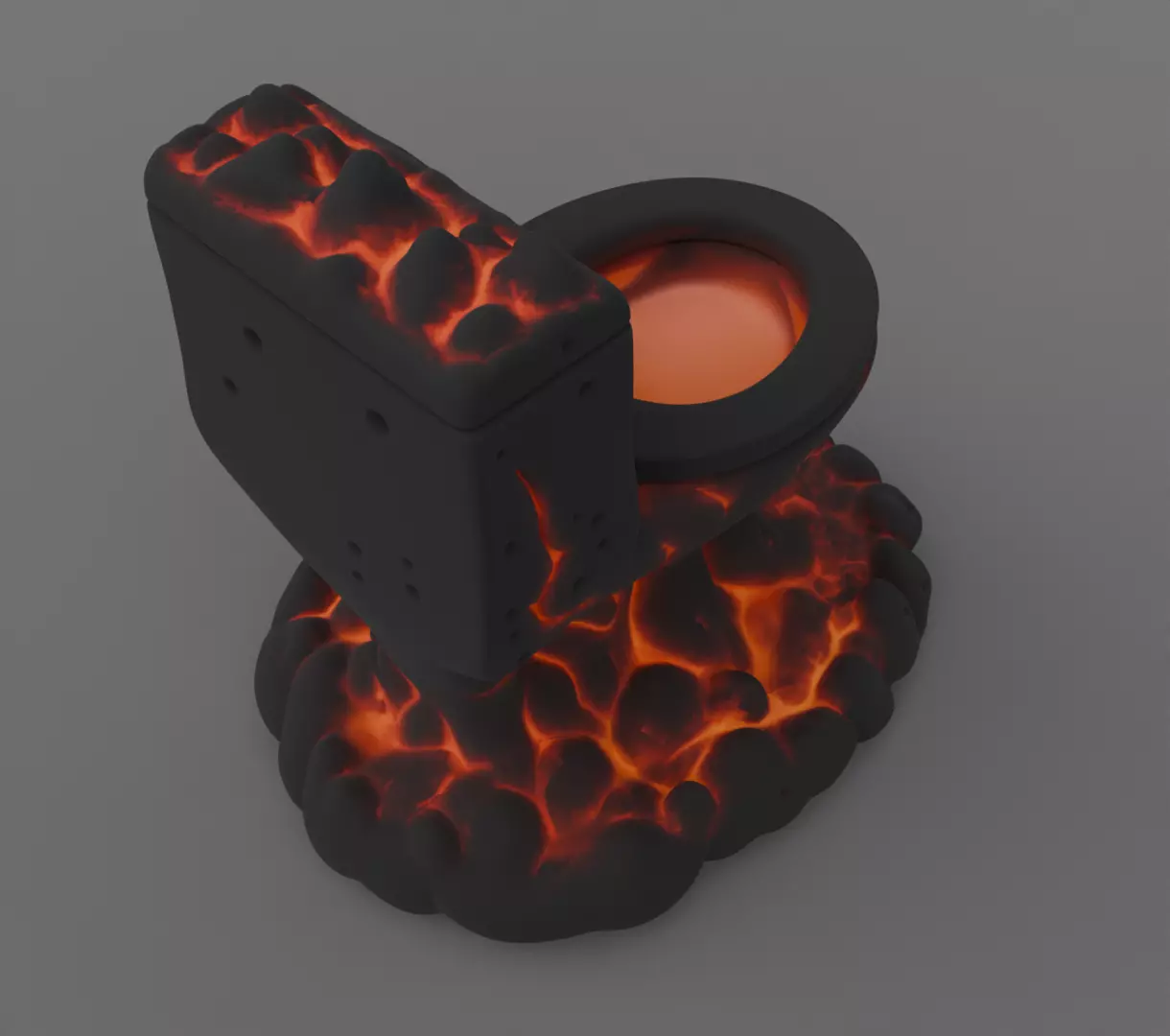 Lava Toilet Volcanic Throne figurine 3D model for 3D Print Model 3D print model_5