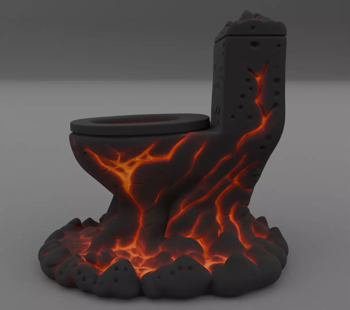 Lava Toilet Volcanic Throne figurine 3D model for 3D Print Model 3D print model_2