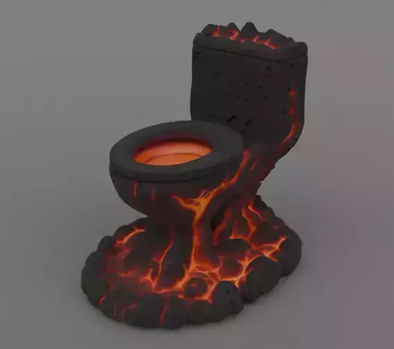Lava Toilet Volcanic Throne figurine 3D model for 3D Print Model
