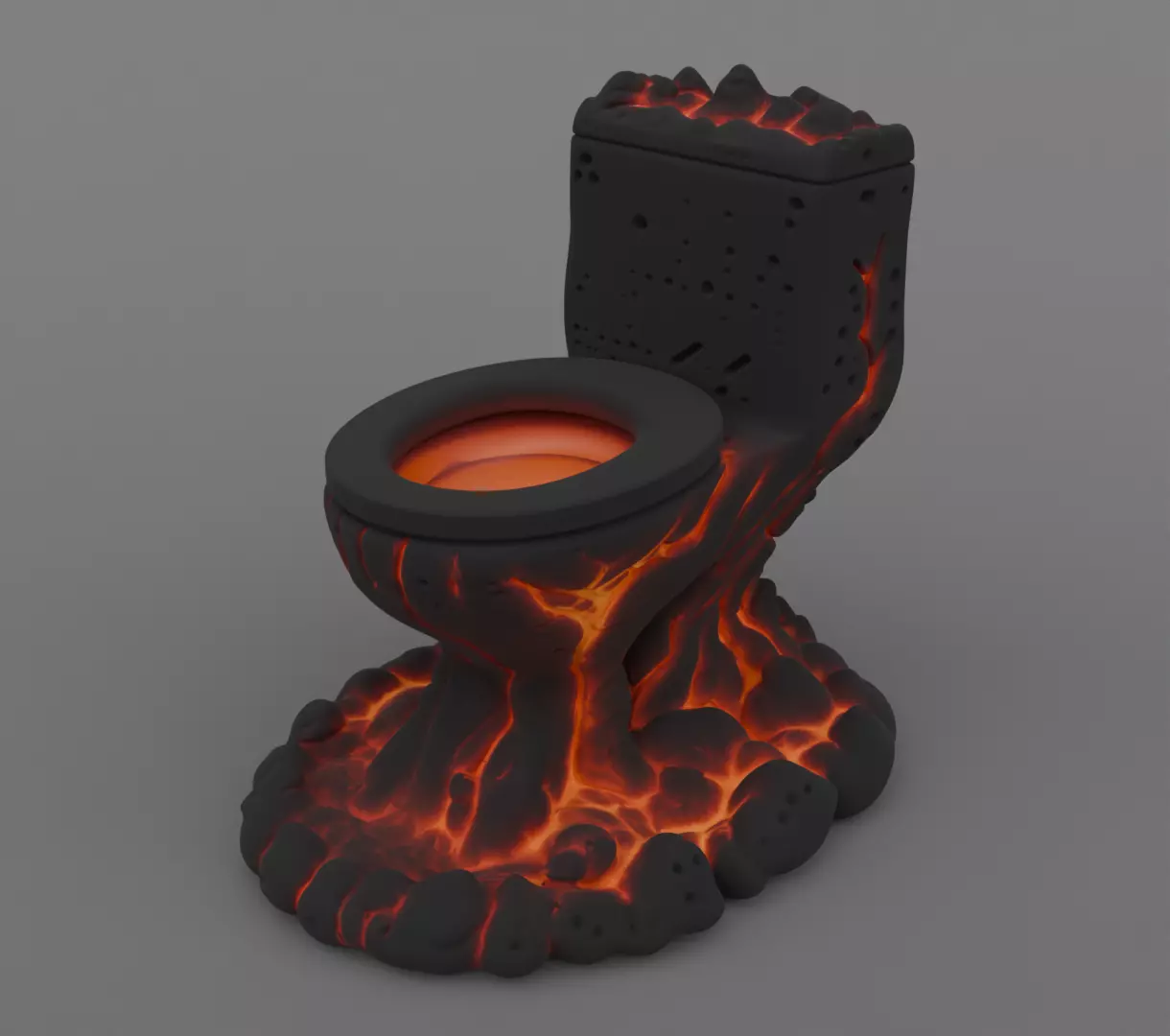 Lava Toilet Volcanic Throne figurine 3D model for 3D Print Model 3D print model_0