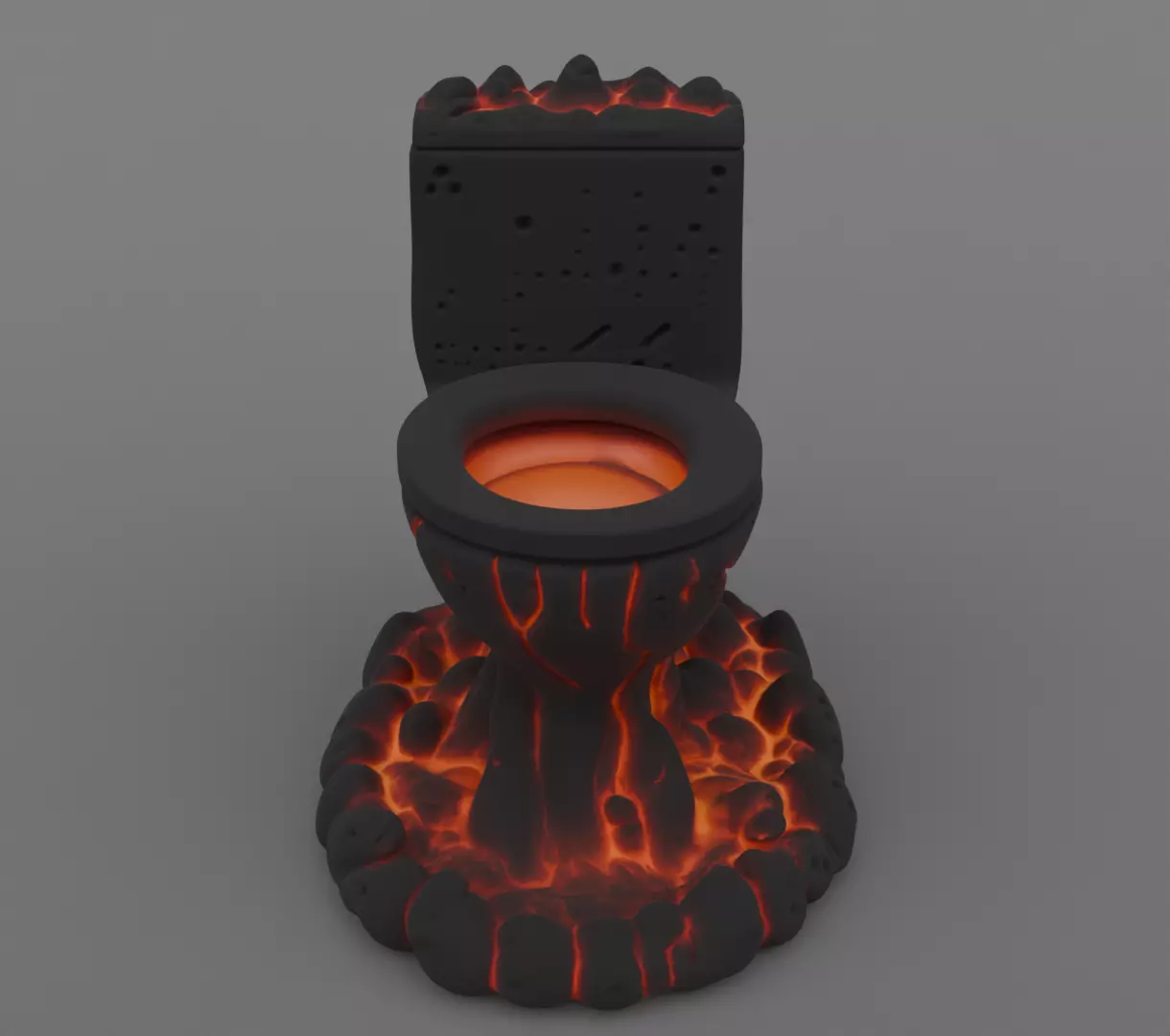 Lava Toilet Volcanic Throne figurine 3D model for 3D Print Model 3D print model_1