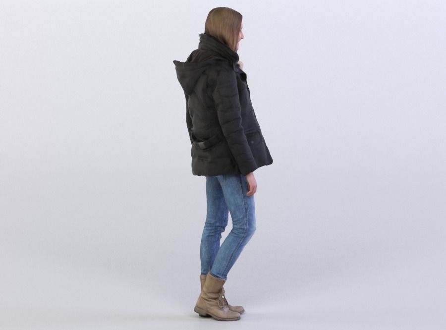 Julia 0322 Woman in a jacket walking 3D model_3