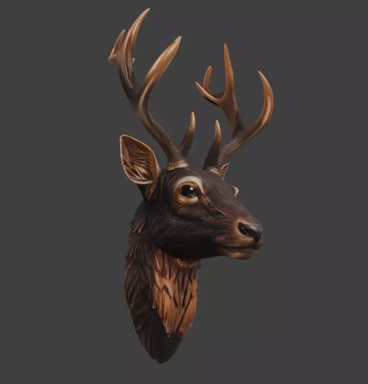 Deer head wall mounted 3d printable high poly model 3D print model_0