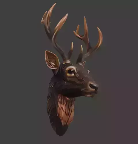 Deer head wall mounted 3d printable high poly model 3D print model