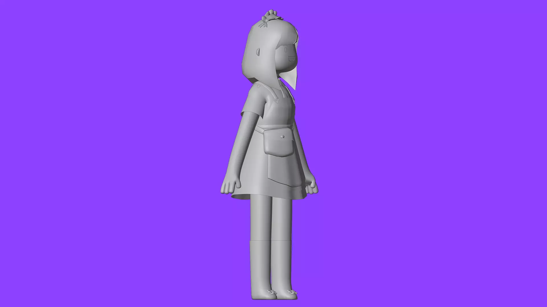 Minimal Cartoon Female Character Low-poly 3D model_24