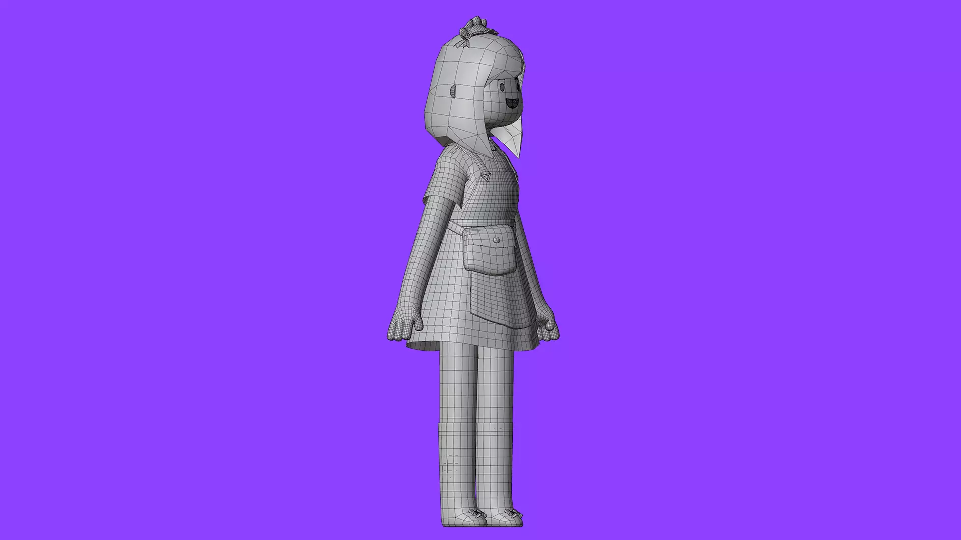 Minimal Cartoon Female Character Low-poly 3D model_36