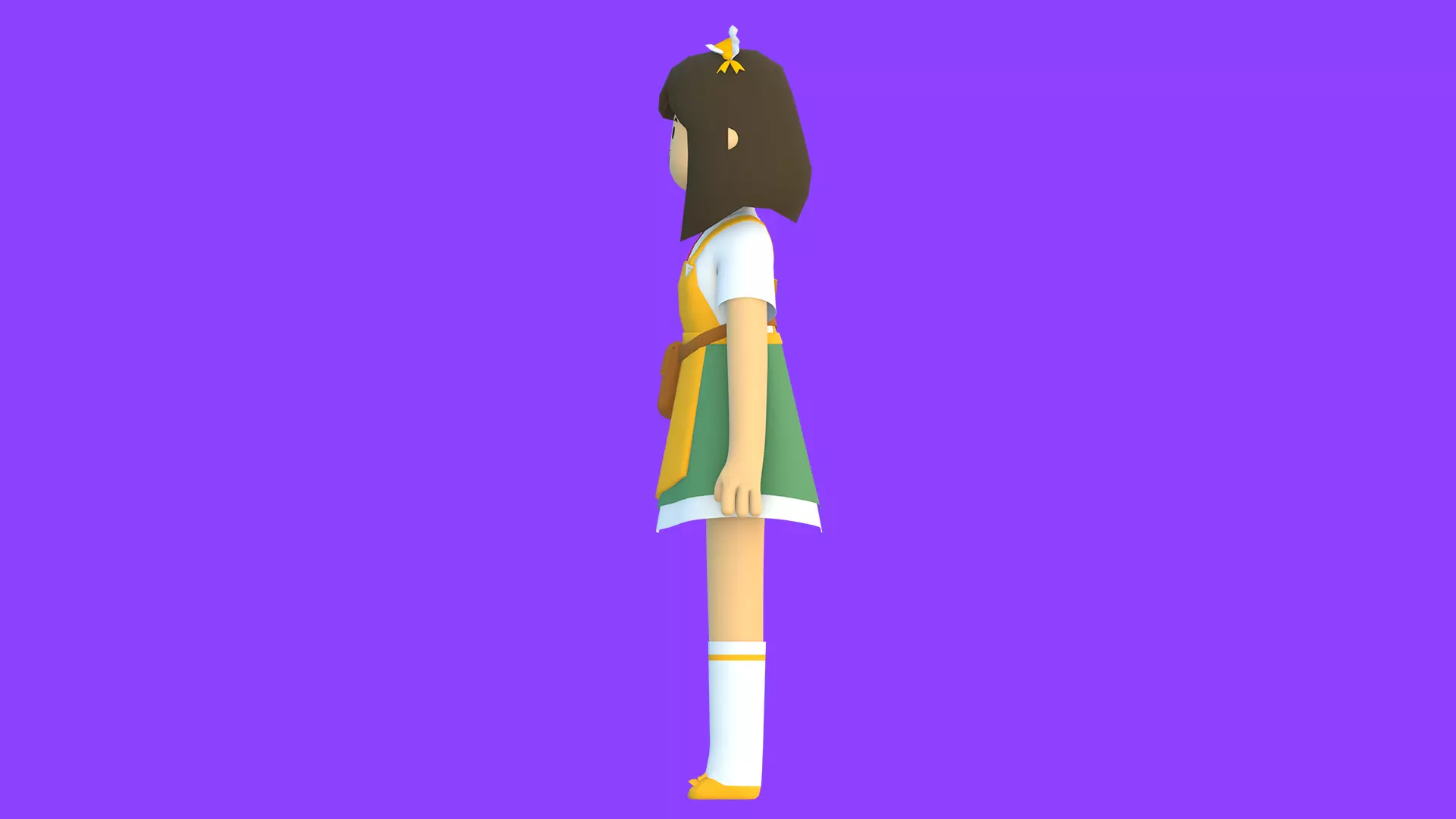 Minimal Cartoon Female Character Low-poly 3D model_17