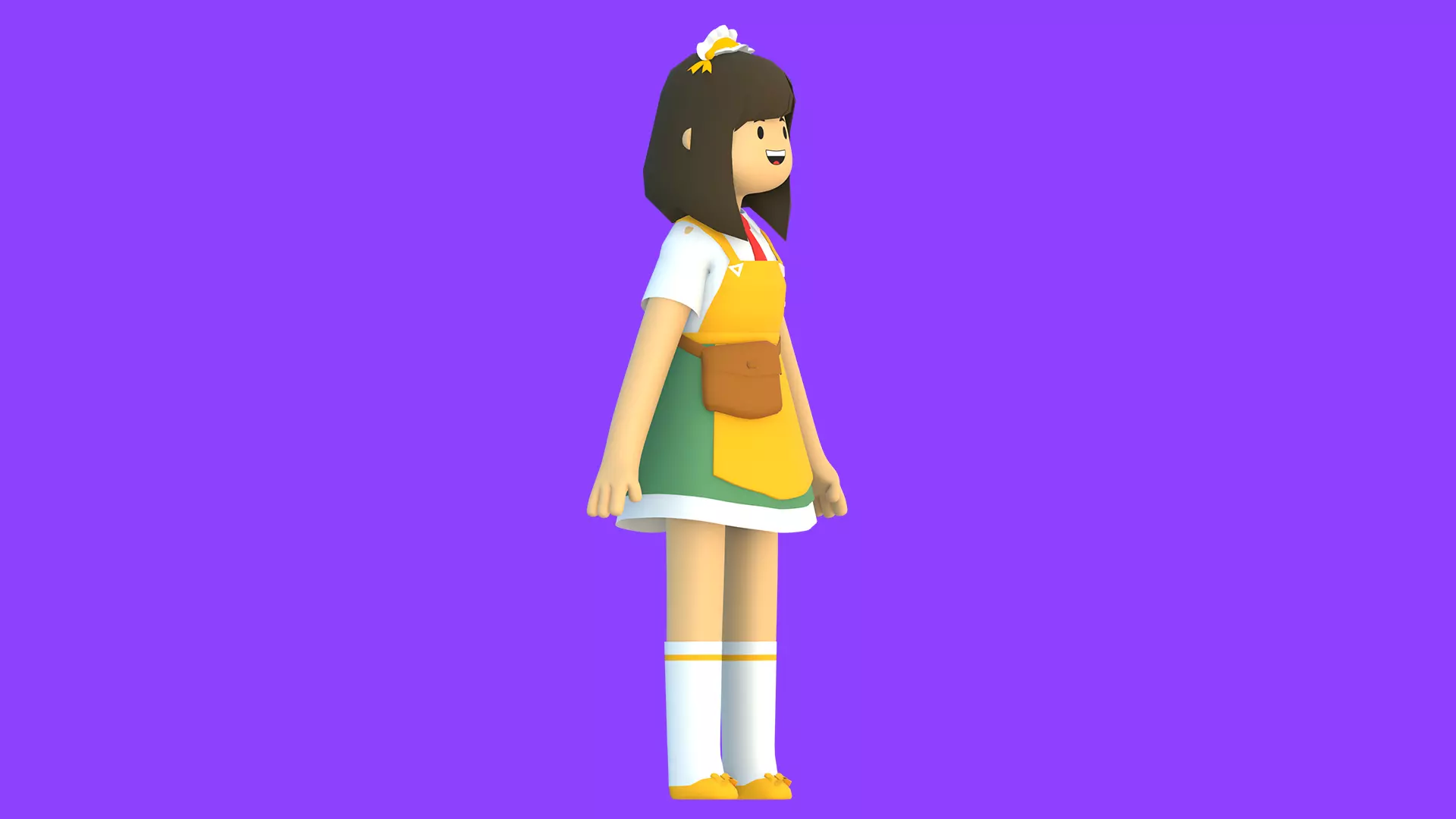 Minimal Cartoon Female Character Low-poly 3D model_18
