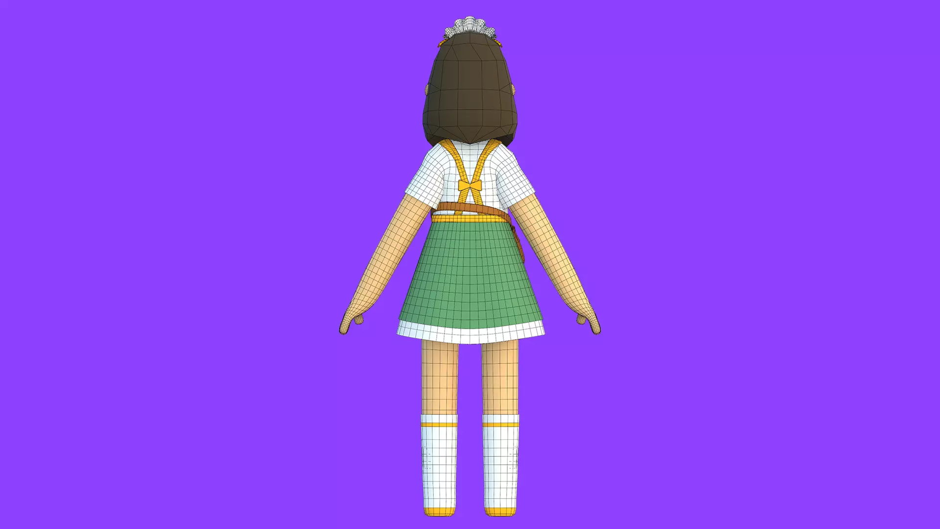 Minimal Cartoon Female Character Low-poly 3D model_28