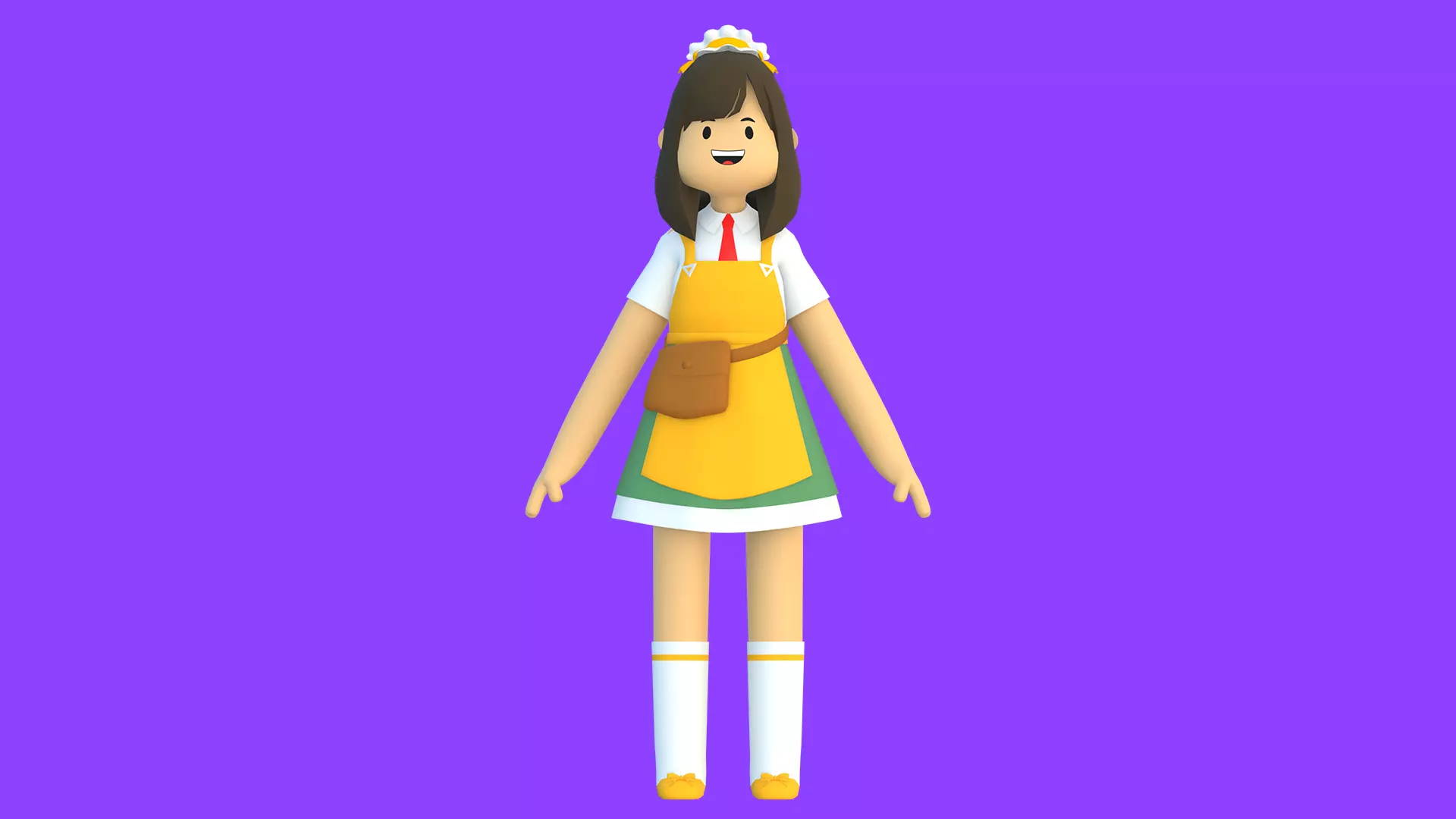 Minimal Cartoon Female Character Low-poly 3D model_14