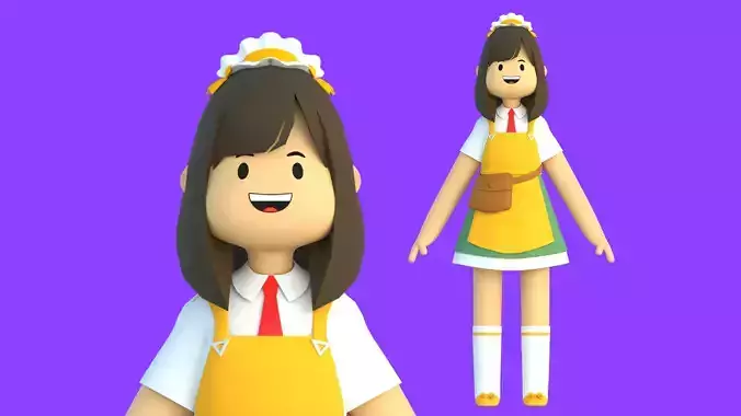 Minimal Cartoon Female Character Low-poly 3D model Minimal Cartoon Female Character Low-poly 3D model