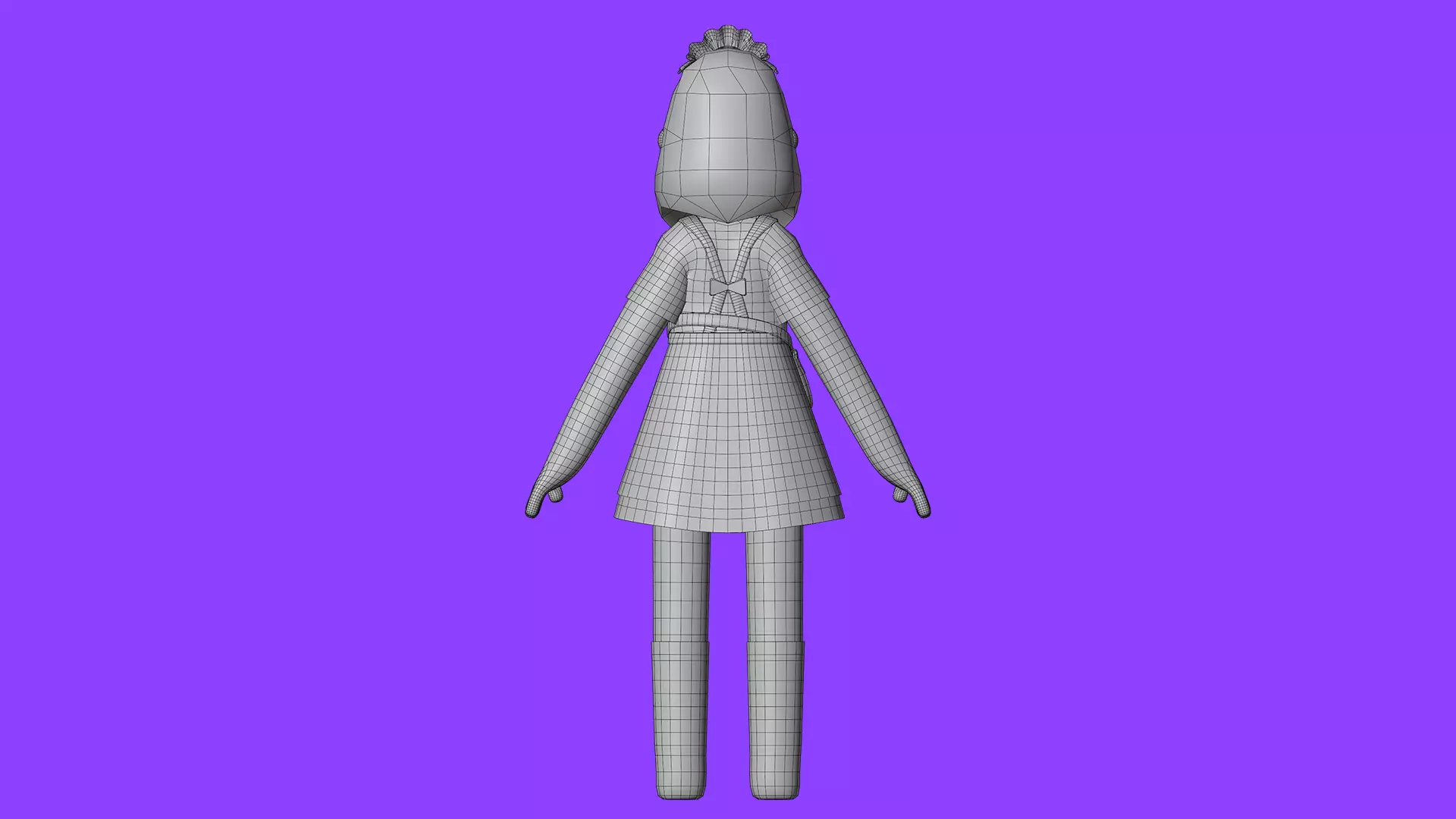 Minimal Cartoon Female Character Low-poly 3D model_34