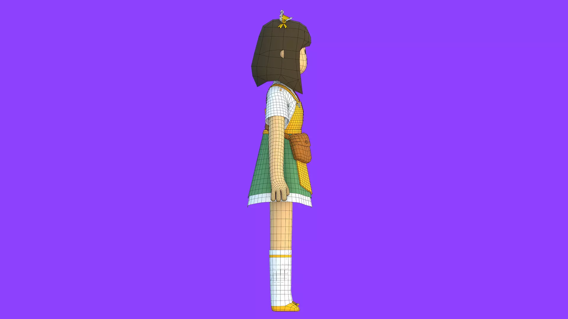 Minimal Cartoon Female Character Low-poly 3D model_27