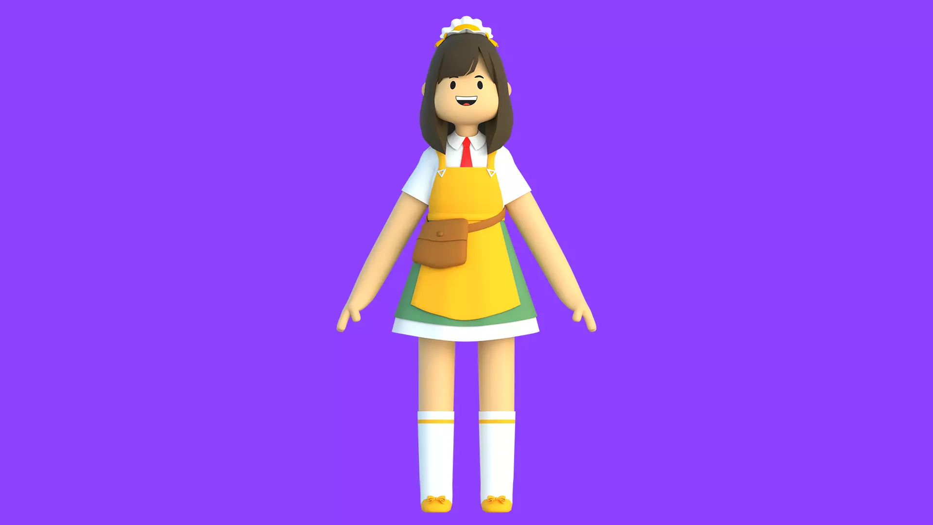 Minimal Cartoon Female Character Low-poly 3D model_8