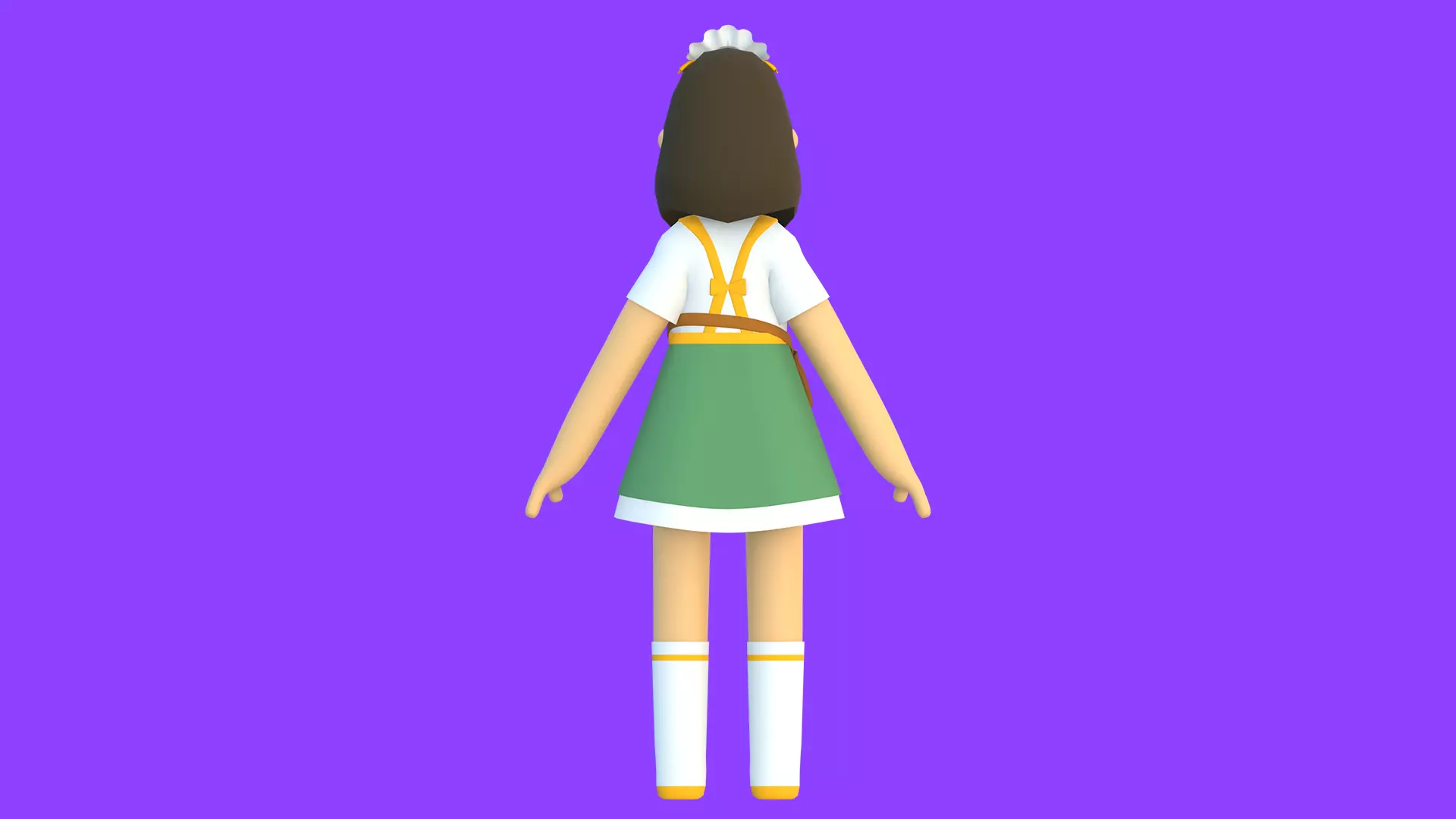 Minimal Cartoon Female Character Low-poly 3D model_16