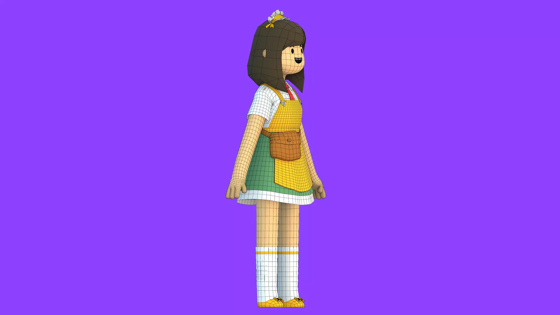 Minimal Cartoon Female Character Low-poly 3D model_30