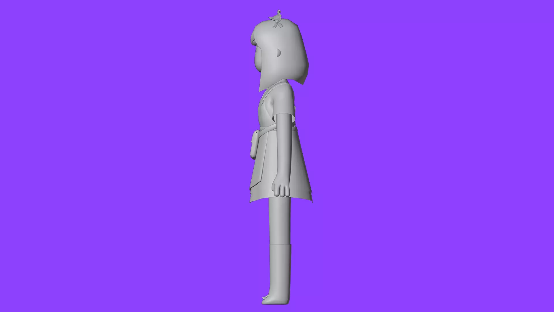 Minimal Cartoon Female Character Low-poly 3D model_23
