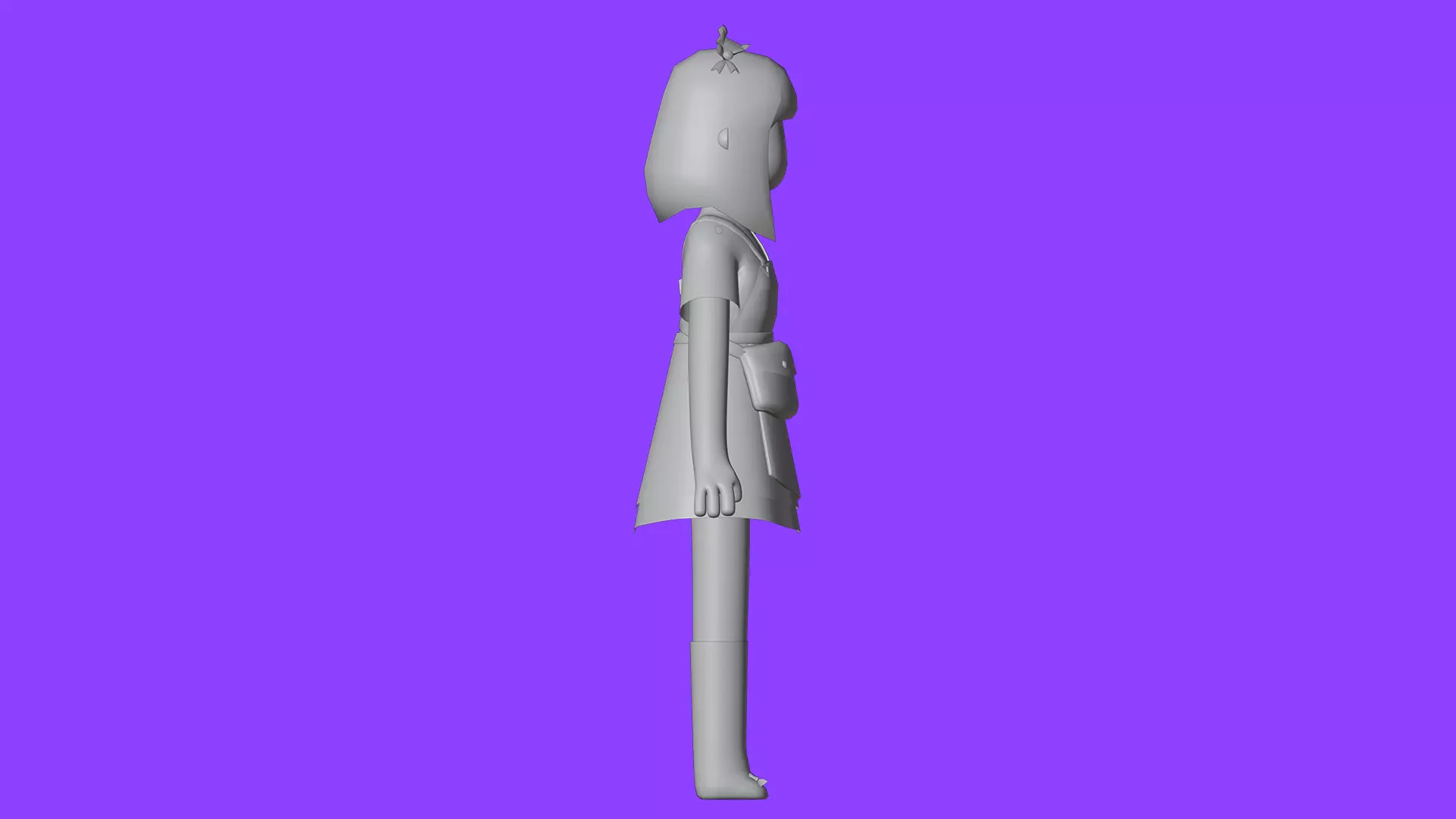 Minimal Cartoon Female Character Low-poly 3D model_21