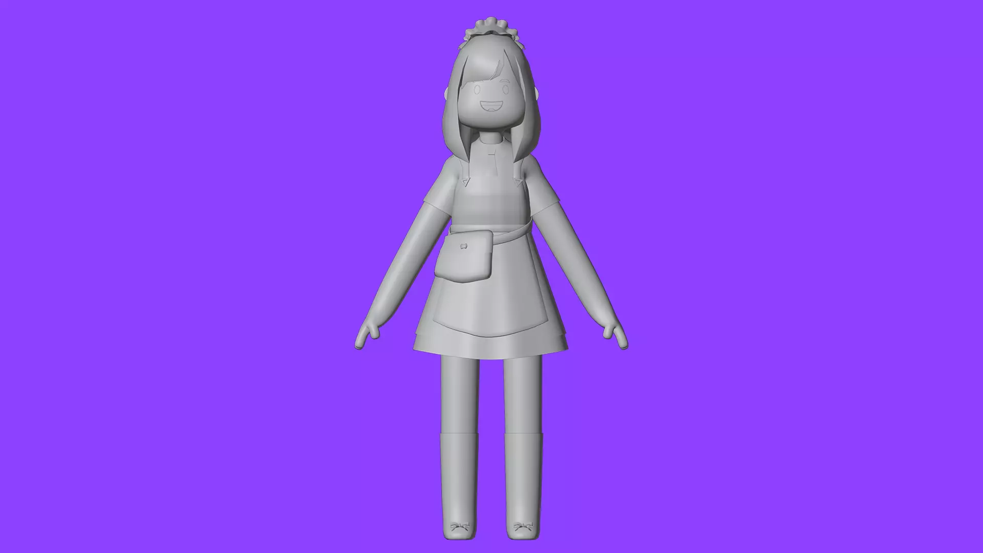 Minimal Cartoon Female Character Low-poly 3D model_20