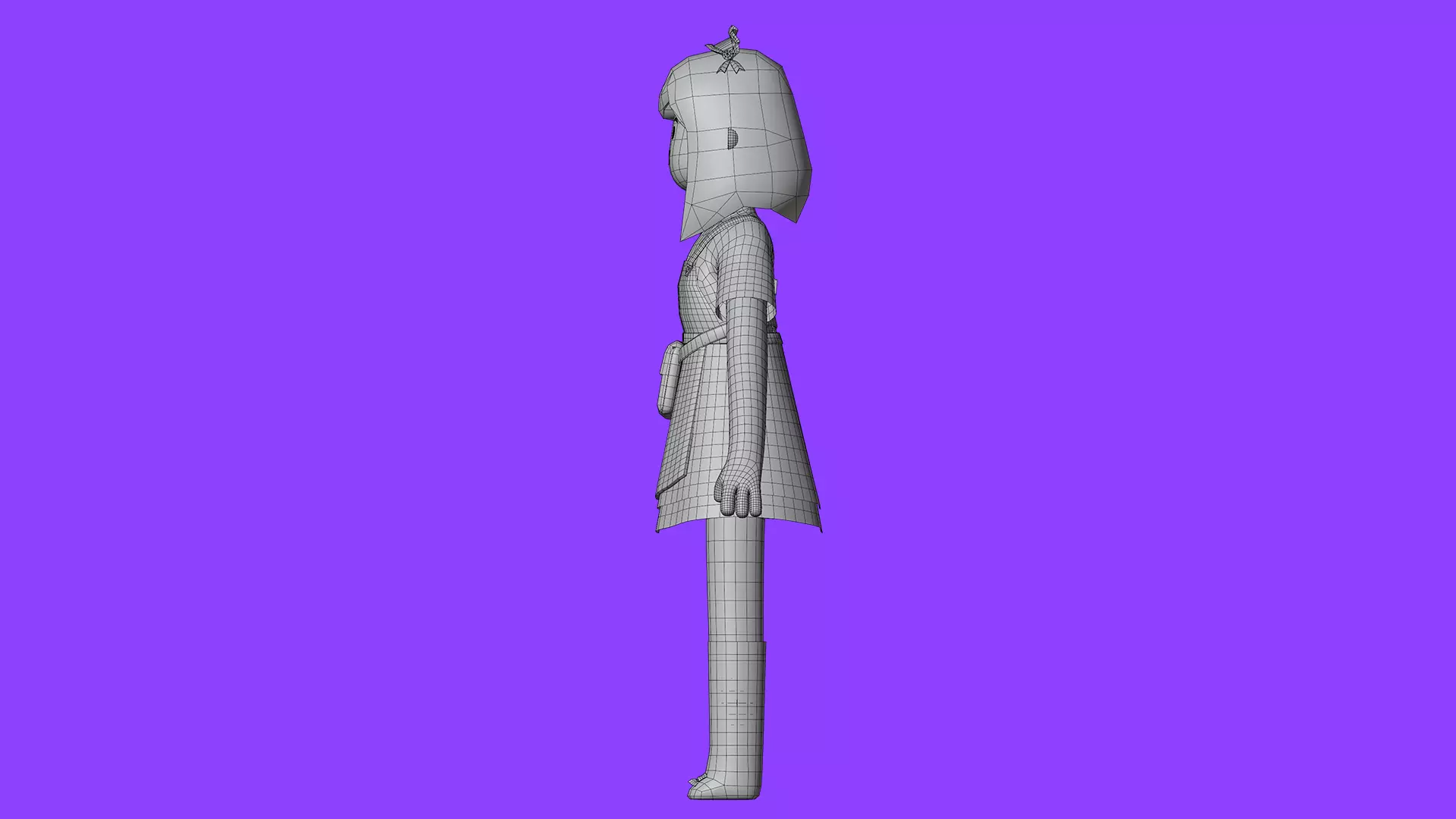 Minimal Cartoon Female Character Low-poly 3D model_35