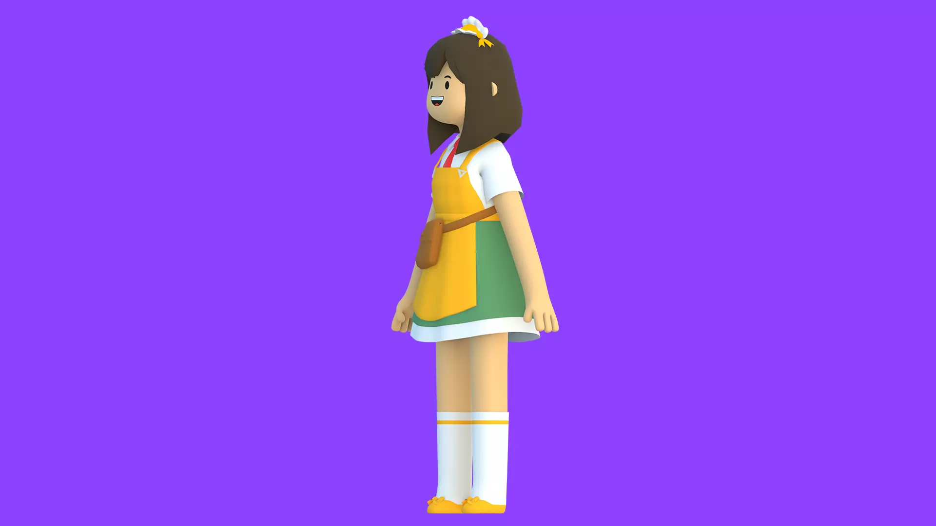 Minimal Cartoon Female Character Low-poly 3D model_19