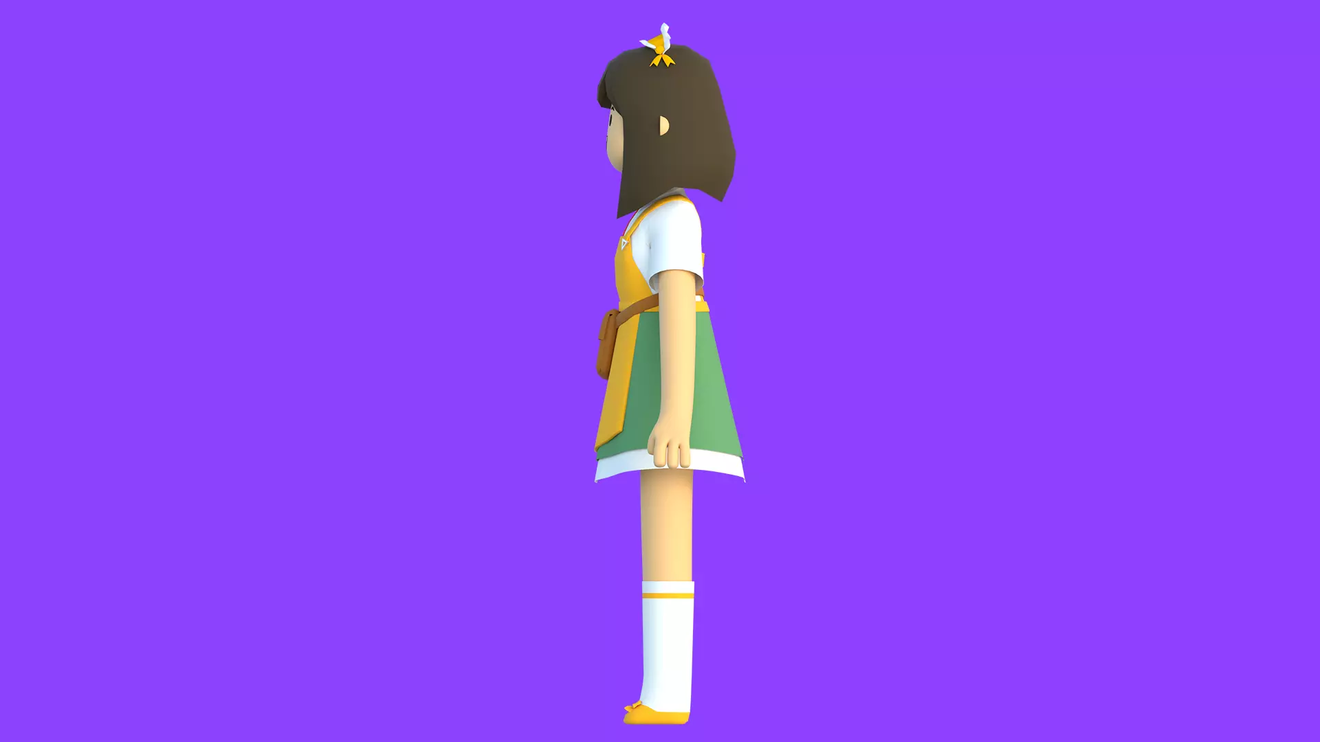 Minimal Cartoon Female Character Low-poly 3D model_11