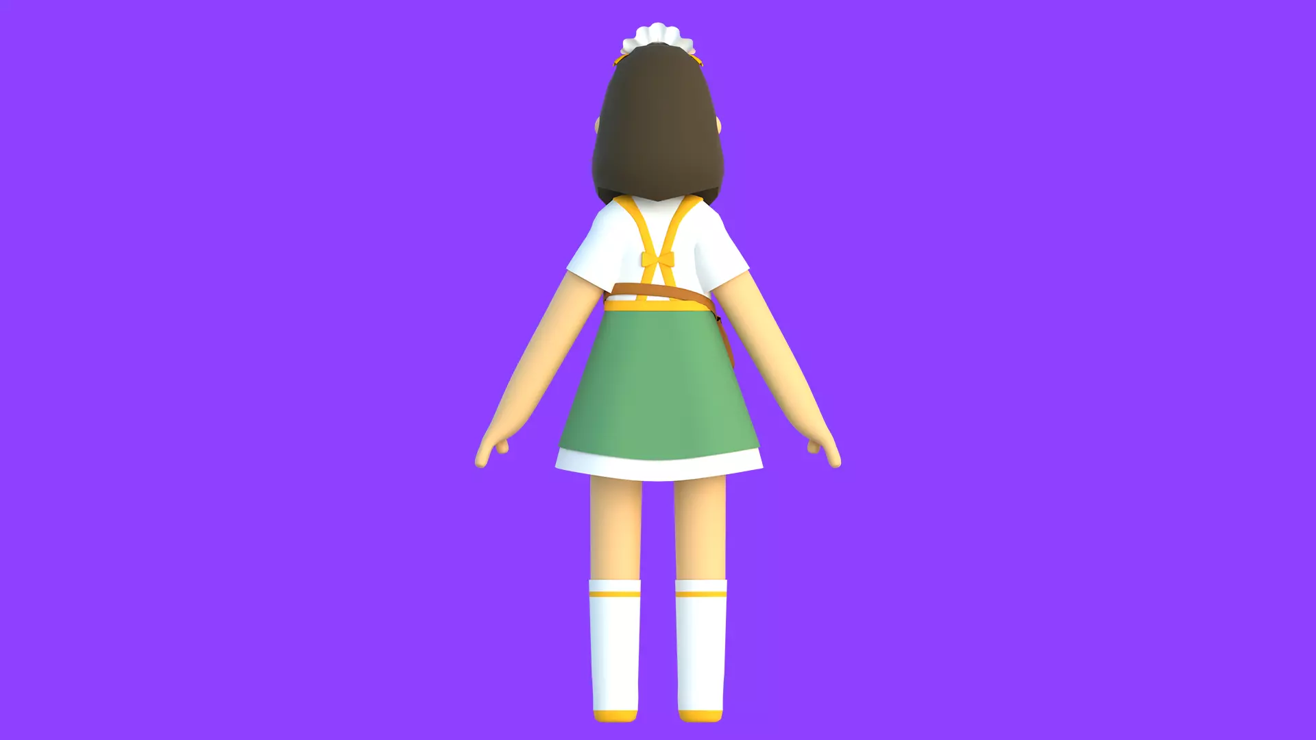 Minimal Cartoon Female Character Low-poly 3D model_10