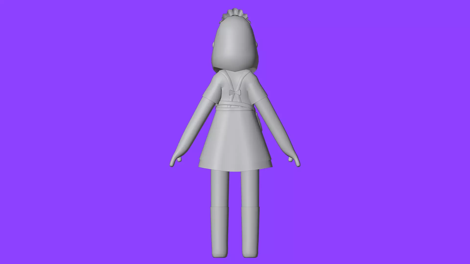 Minimal Cartoon Female Character Low-poly 3D model_22