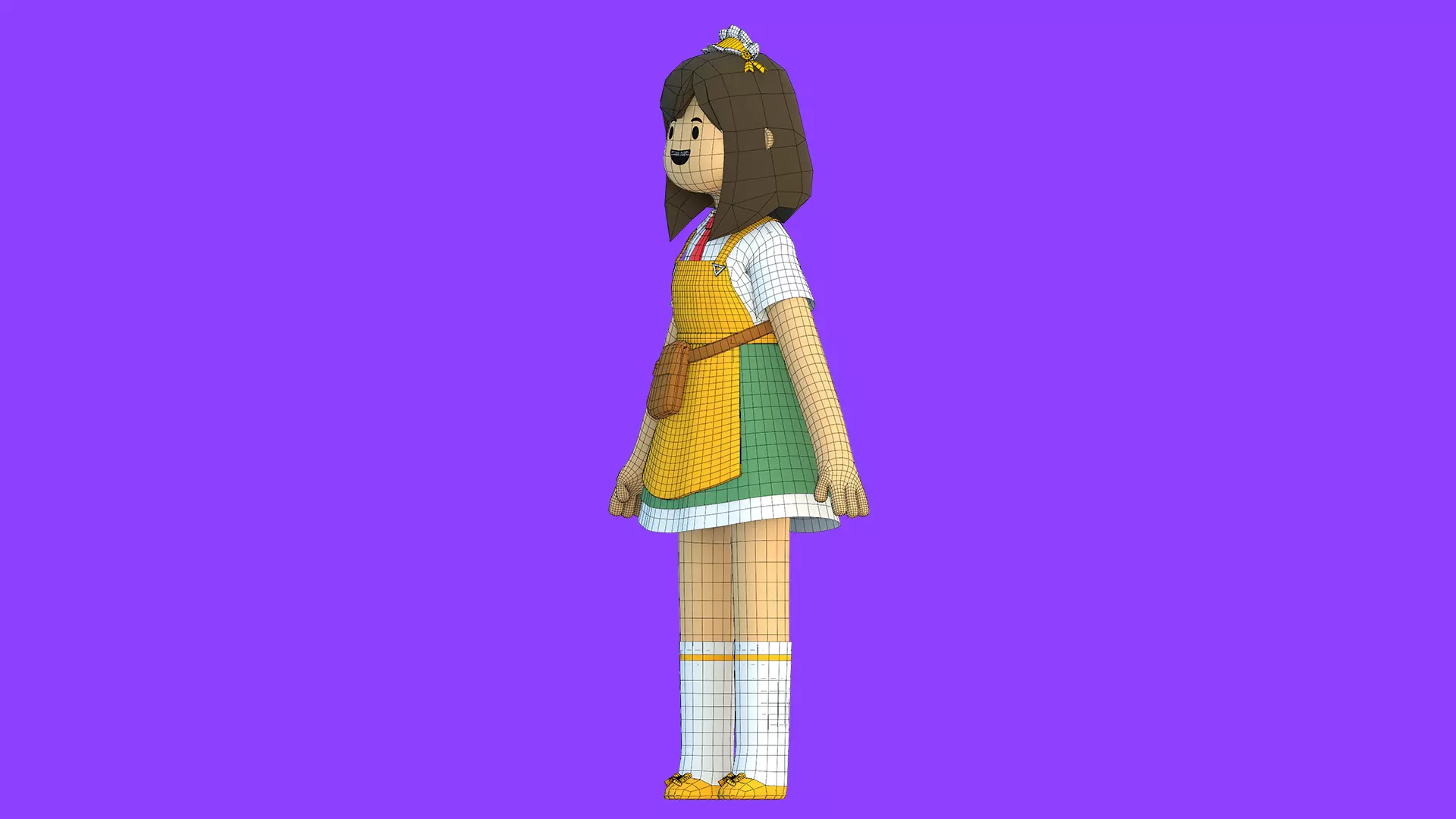 Minimal Cartoon Female Character Low-poly 3D model_31