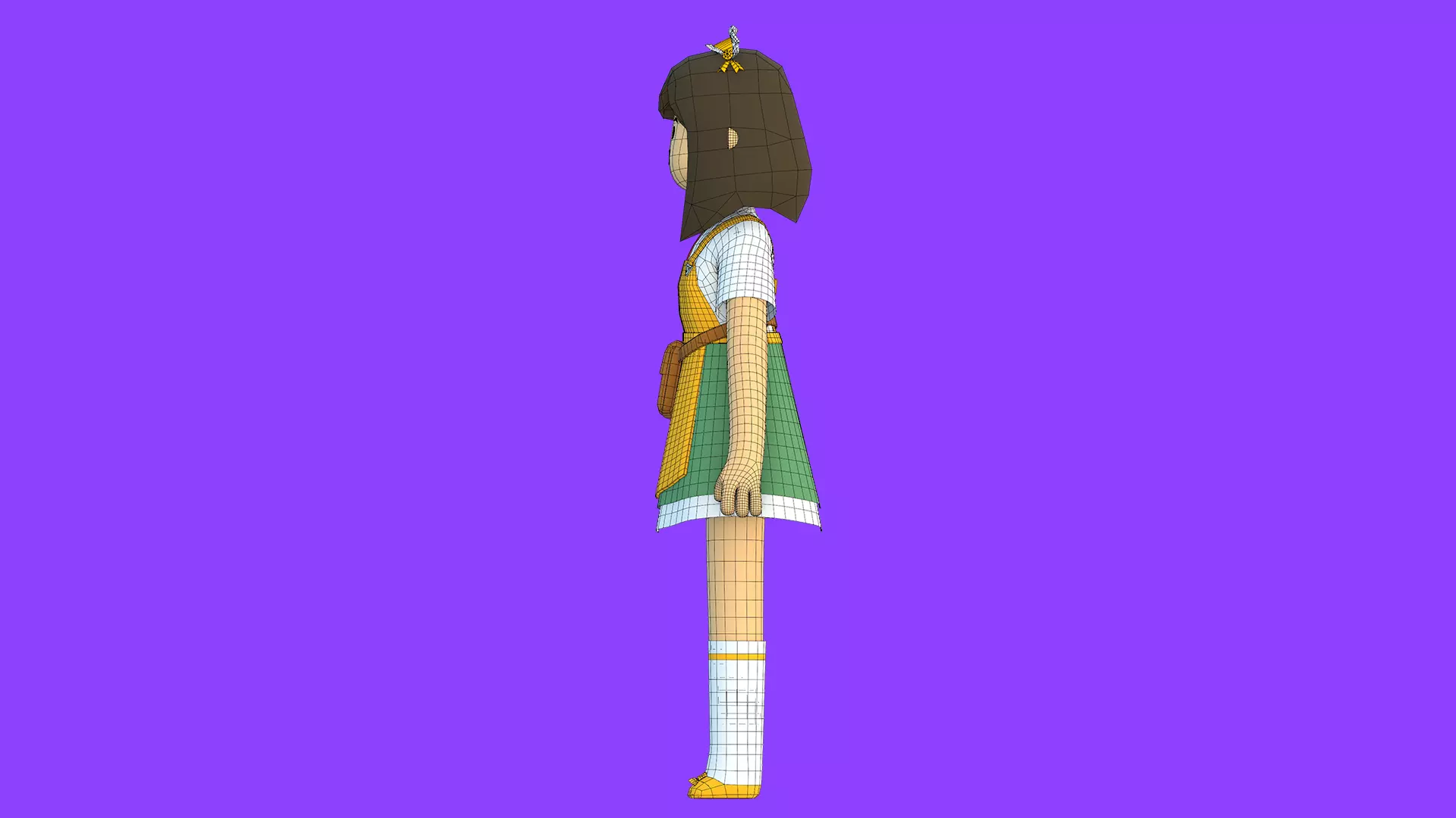 Minimal Cartoon Female Character Low-poly 3D model_29