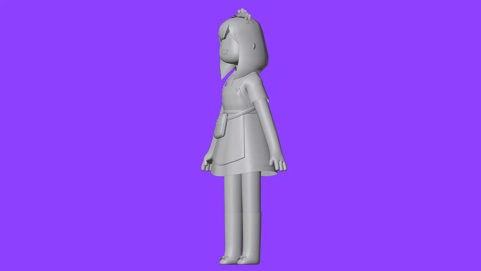 Minimal Cartoon Female Character Low-poly 3D model_25