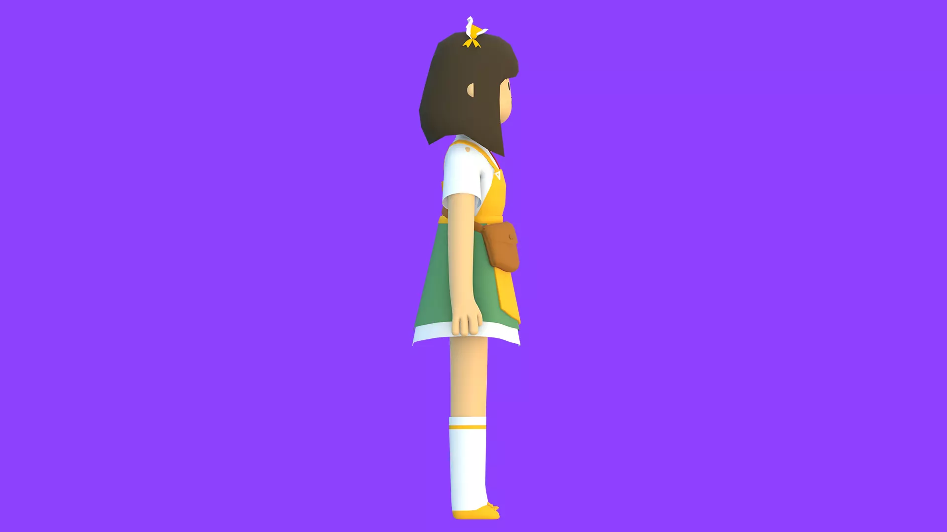 Minimal Cartoon Female Character Low-poly 3D model_15