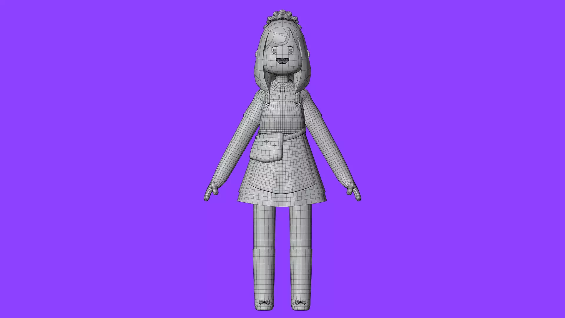 Minimal Cartoon Female Character Low-poly 3D model_32
