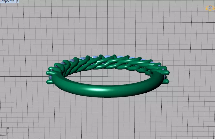 Half Eternity Ring 13 gems U shaped Matching Band Ring 3D print model_43