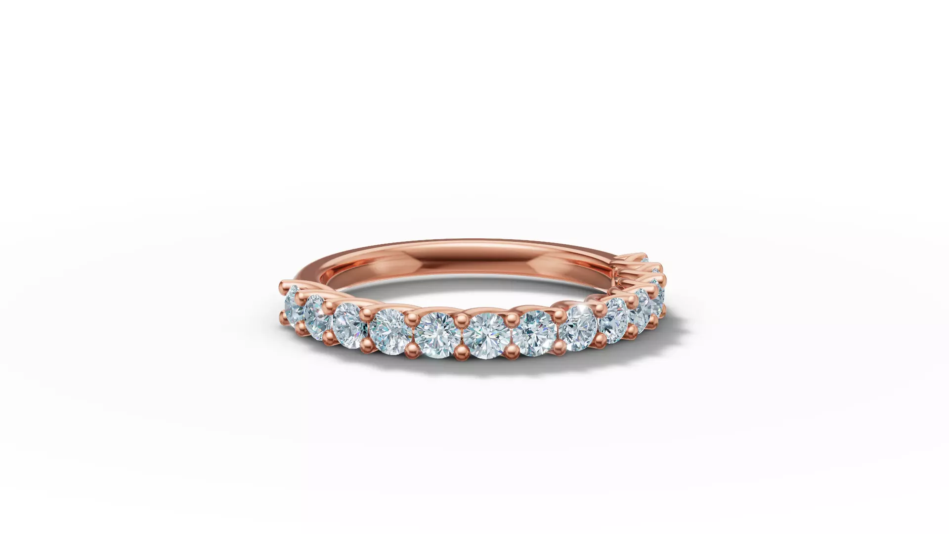 Half Eternity Ring 13 gems U shaped Matching Band Ring 3D print model_2