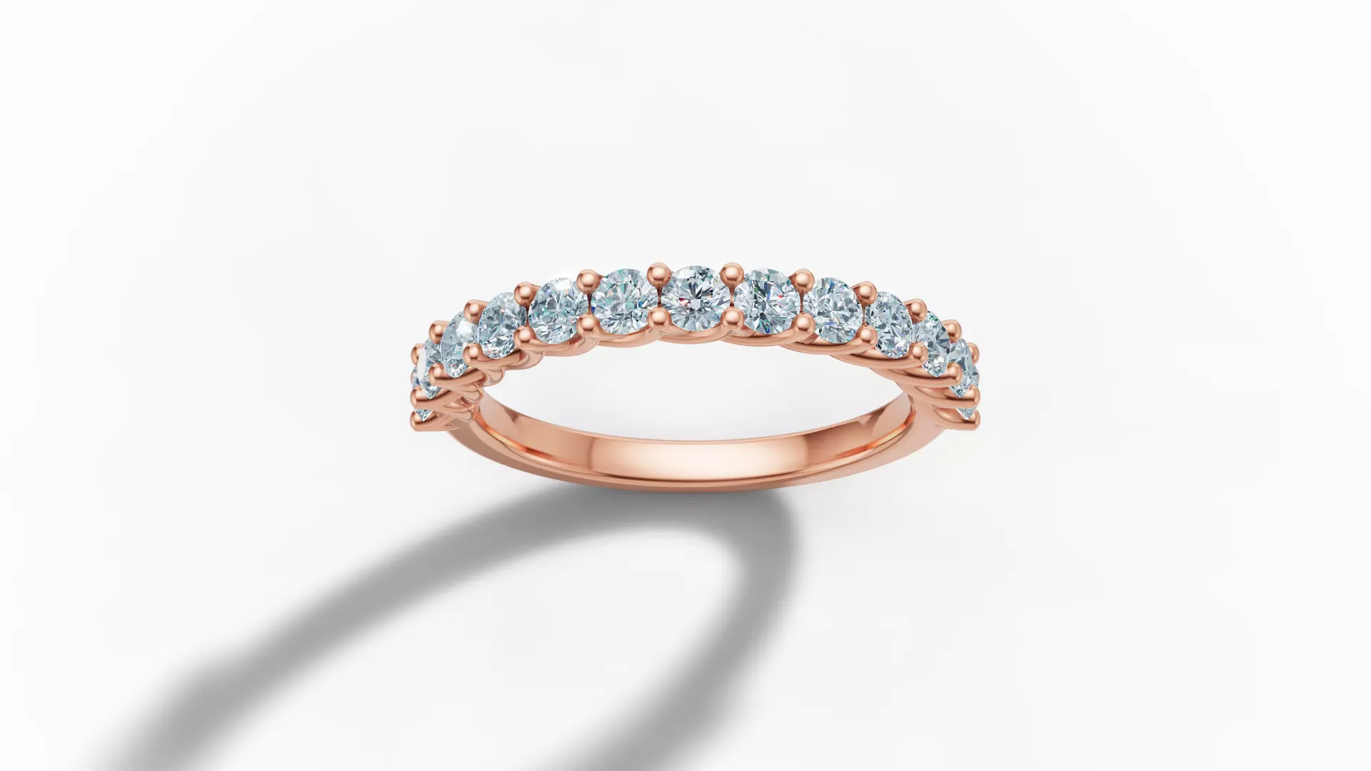 Half Eternity Ring 13 gems U shaped Matching Band Ring 3D print model_25