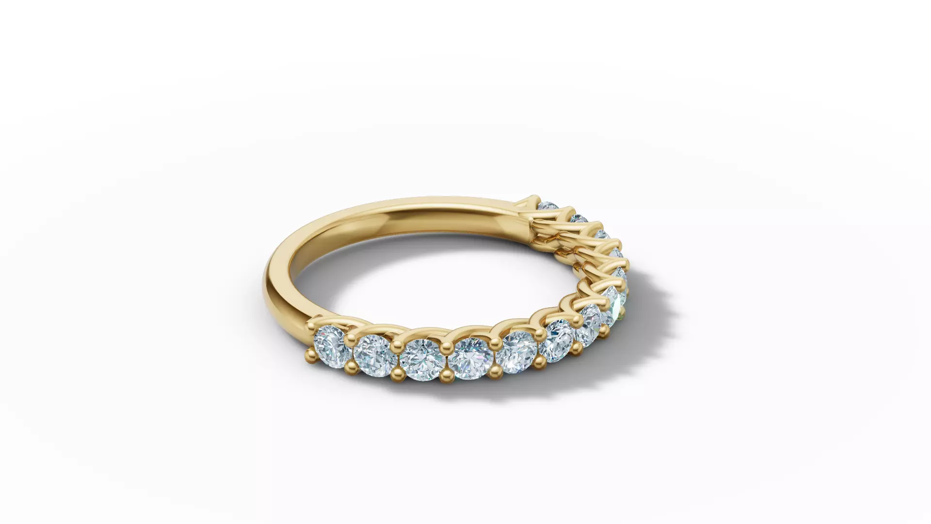 Half Eternity Ring 13 gems U shaped Matching Band Ring 3D print model_38