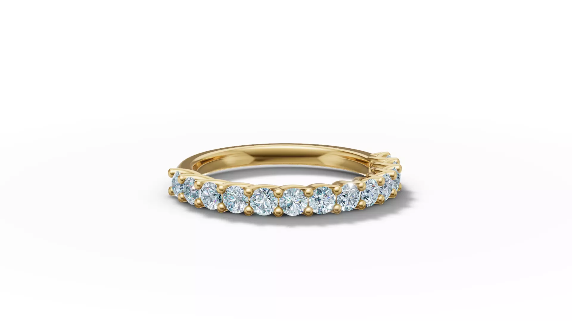 Half Eternity Ring 13 gems U shaped Matching Band Ring 3D print model_3