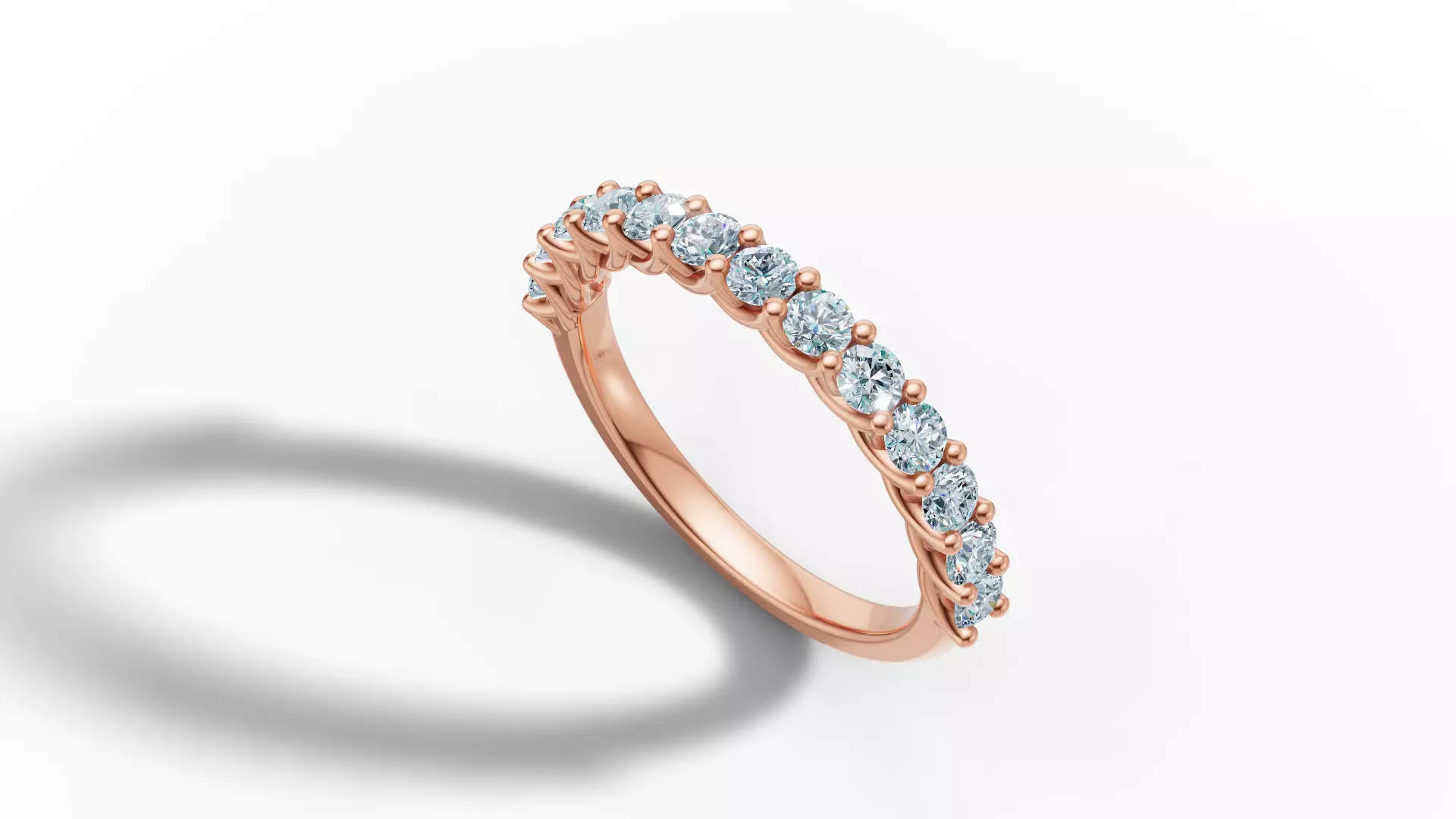 Half Eternity Ring 13 gems U shaped Matching Band Ring 3D print model_28