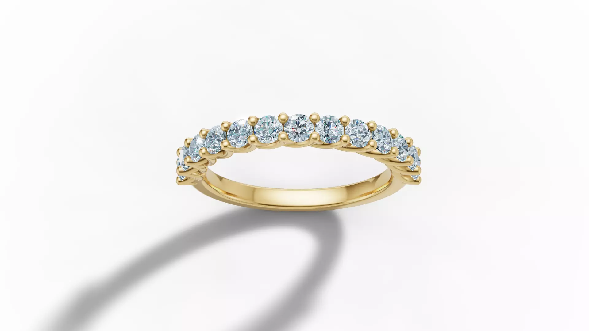 Half Eternity Ring 13 gems U shaped Matching Band Ring 3D print model_26