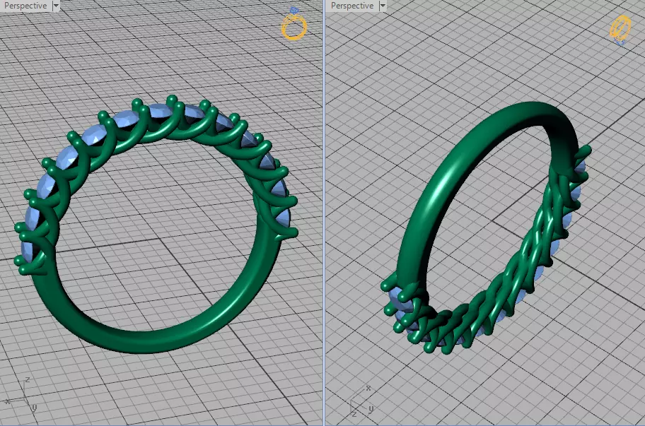 Half Eternity Ring 13 gems U shaped Matching Band Ring 3D print model_10