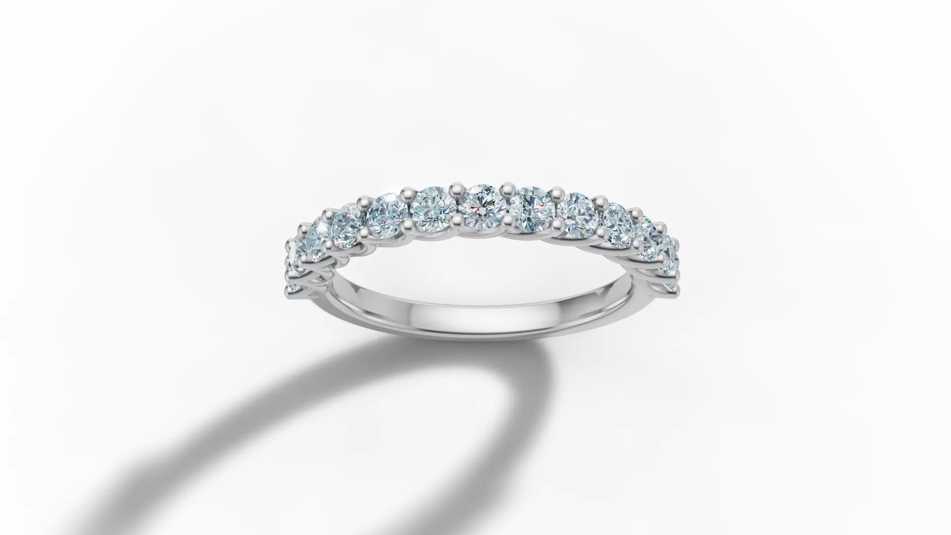 Half Eternity Ring 13 gems U shaped Matching Band Ring 3D print model_27