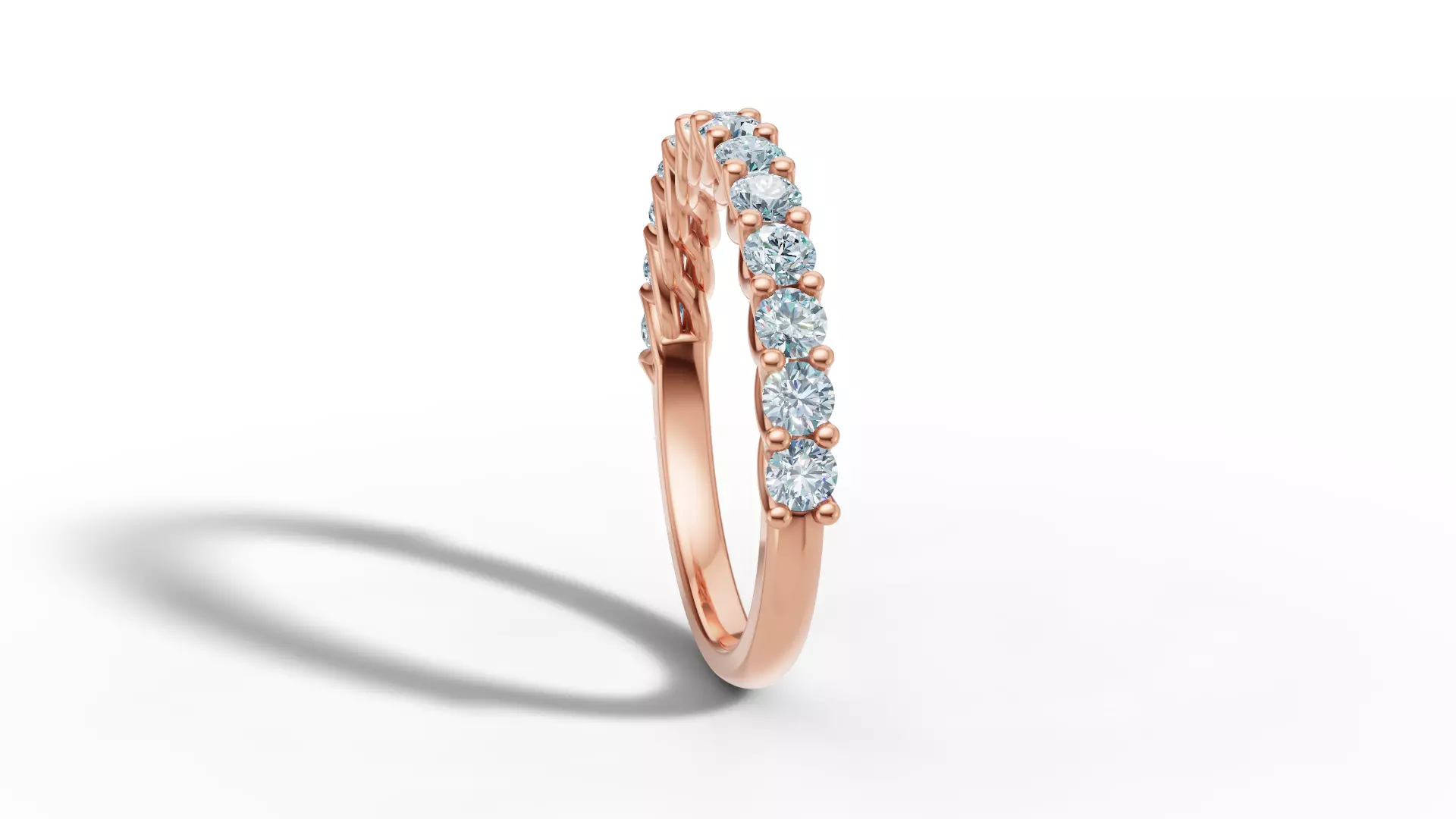 Half Eternity Ring 13 gems U shaped Matching Band Ring 3D print model_16