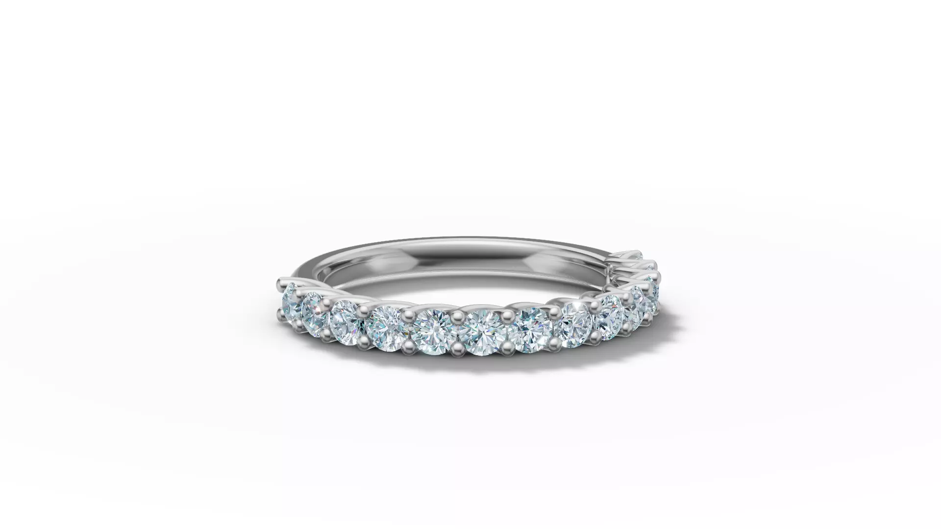 Half Eternity Ring 13 gems U shaped Matching Band Ring 3D print model_4