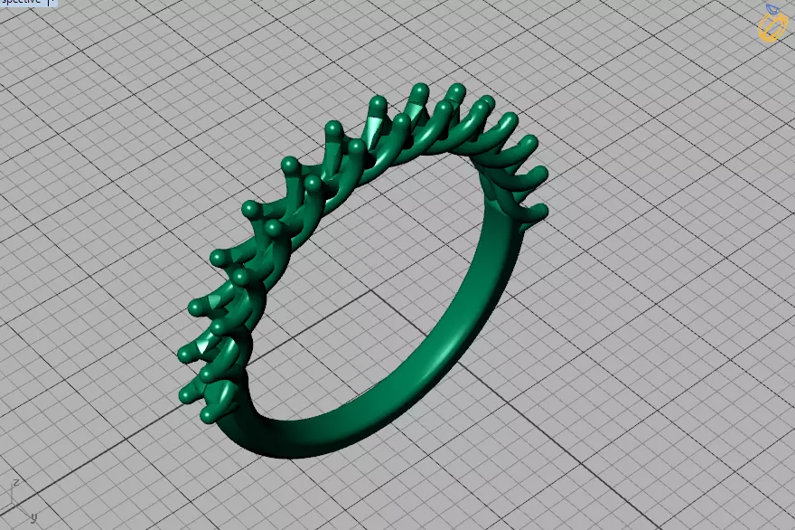 Half Eternity Ring 13 gems U shaped Matching Band Ring 3D print model_44