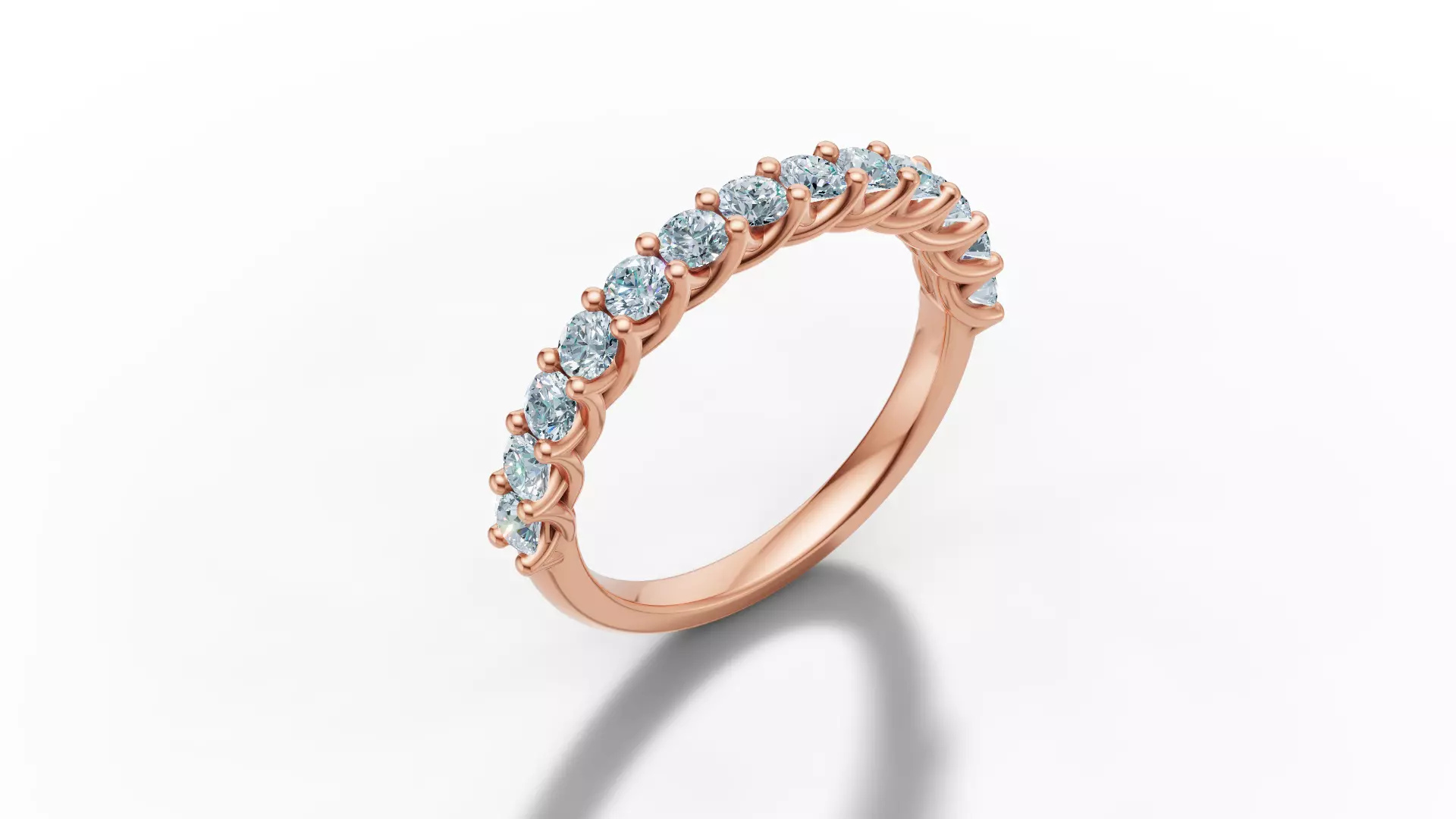 Half Eternity Ring 13 gems U shaped Matching Band Ring 3D print model_31