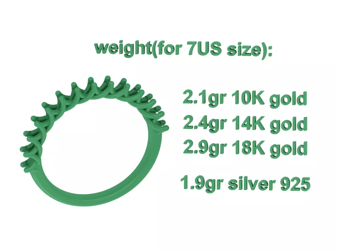 Half Eternity Ring 13 gems U shaped Matching Band Ring 3D print model_11