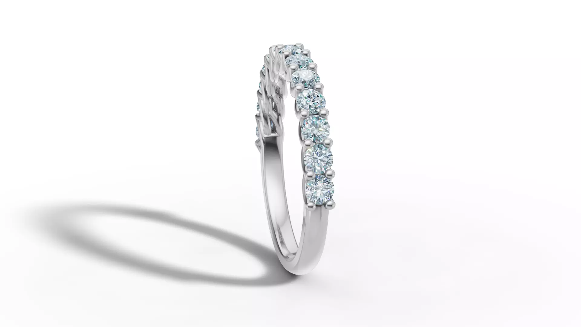 Half Eternity Ring 13 gems U shaped Matching Band Ring 3D print model_18