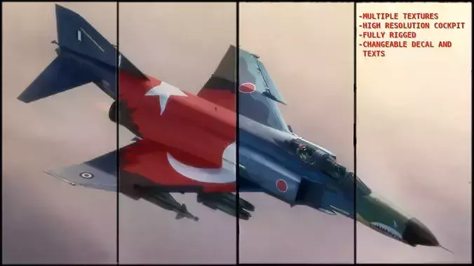 F4 Phantom 2-with Cockpit-Rigged-Changeble Multiple Textures